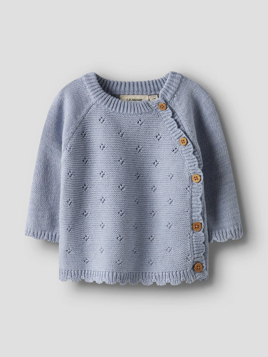 Lil' Atelier Baby LAGUNA LS WRAP KNIT NOOS - Zen Blue | Torgunns Barneklær AS