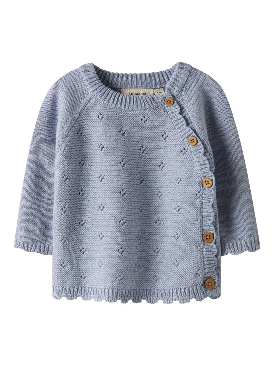 Lil' Atelier Baby LAGUNA LS WRAP KNIT NOOS - Zen Blue | Torgunns Barneklær AS