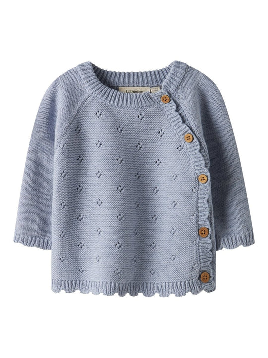 Lil' Atelier Baby LAGUNA LS WRAP KNIT NOOS - Zen Blue | Torgunns Barneklær AS