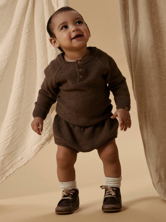 Lil' Atelier Baby LAGUNA Strikkebloomer - Shitake | Torgunns Barneklær AS