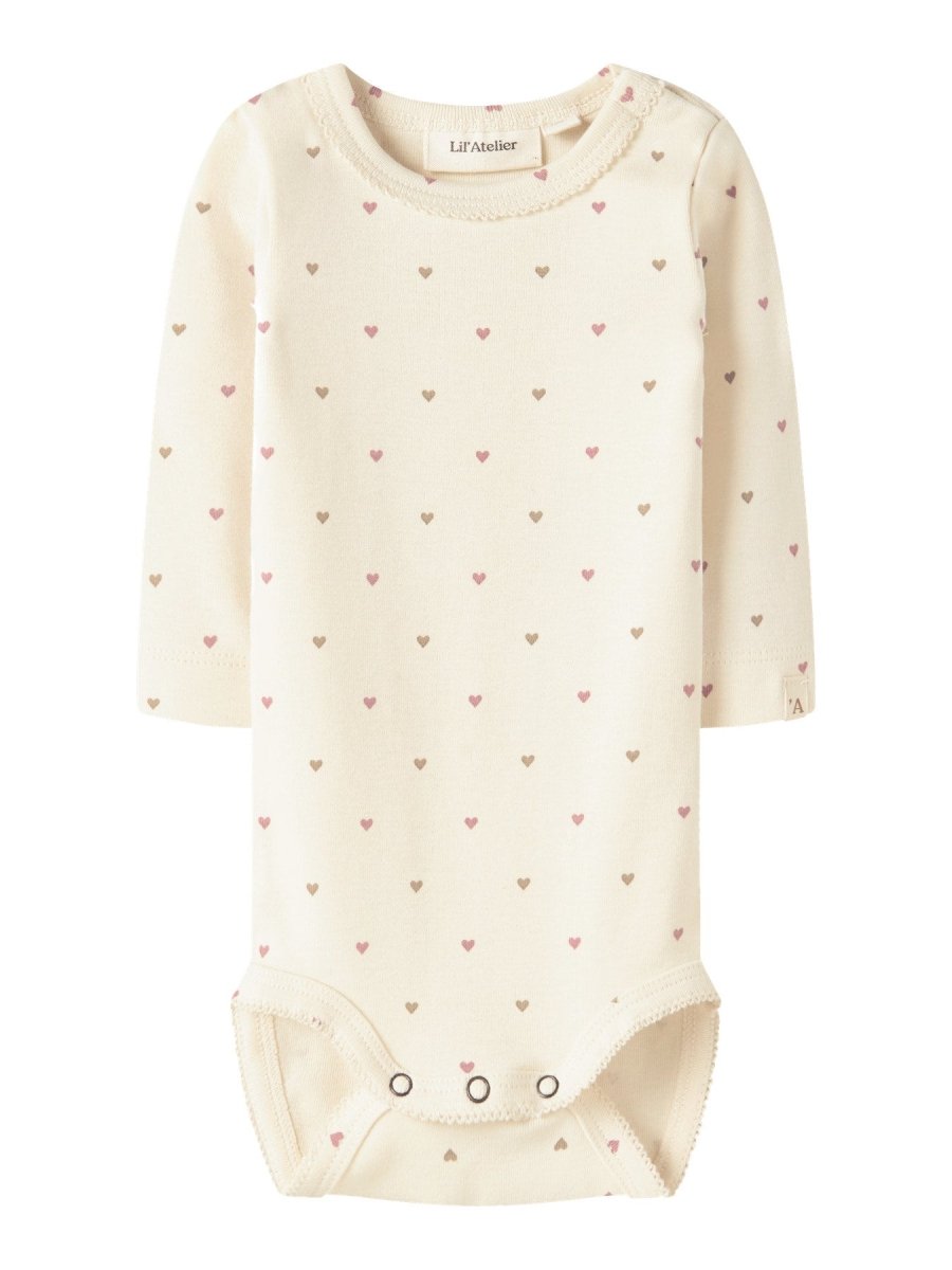 Lil' Atelier Baby LALO TIG LS SLIM BODY - Turtledove | HEART | Torgunns Barneklær AS