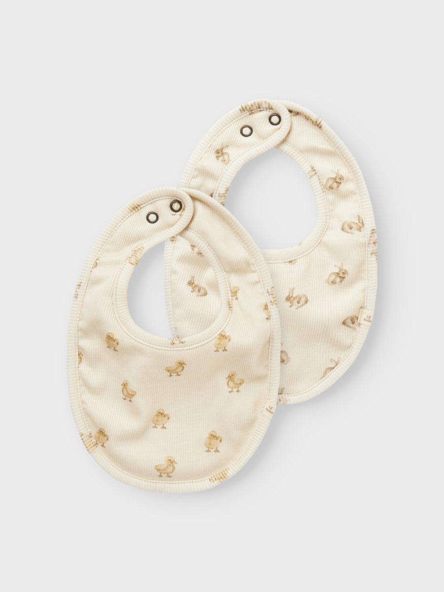 Lil' Atelier BABY LAVO EMO 2 PK BIBS - Turtledove | Torgunns Barneklær AS