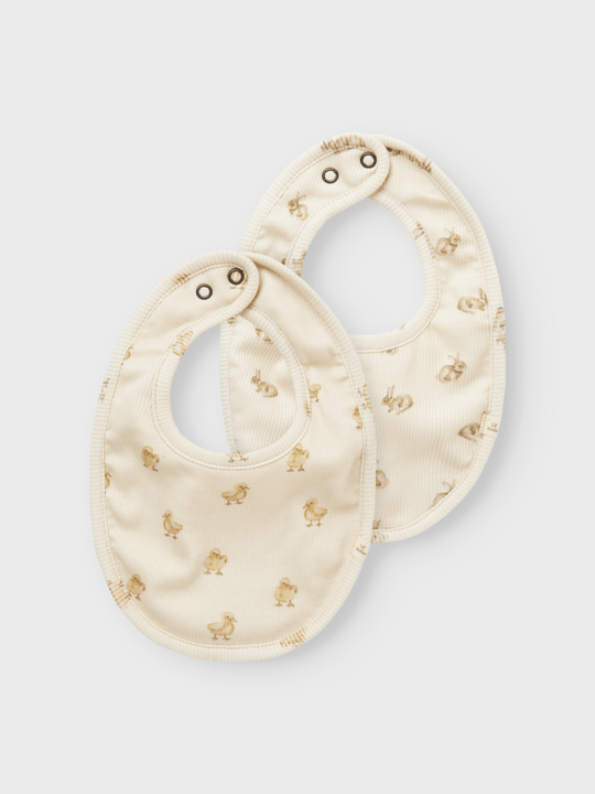 Lil' Atelier BABY LAVO EMO 2 PK BIBS - Turtledove | Torgunns Barneklær AS