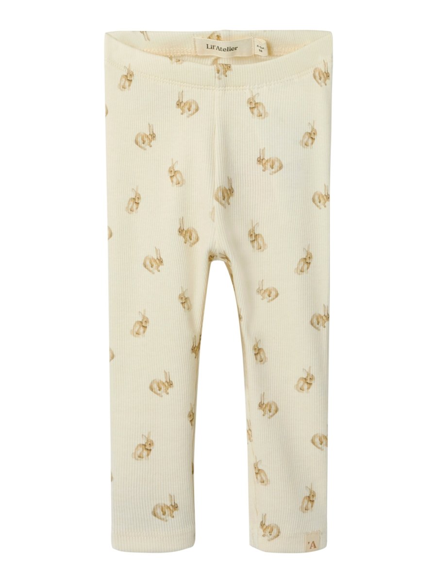 Lil' Atelier BABY LAVO EMO SLIM LEGGING - Turtledove Rabbit | Torgunns Barneklær AS