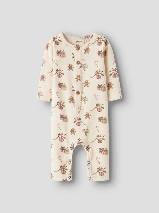 Lil' Atelier Baby LAYO GIP LS SLIM SUIT - Turtledove | CHRISTMAS | Torgunns Barneklær AS