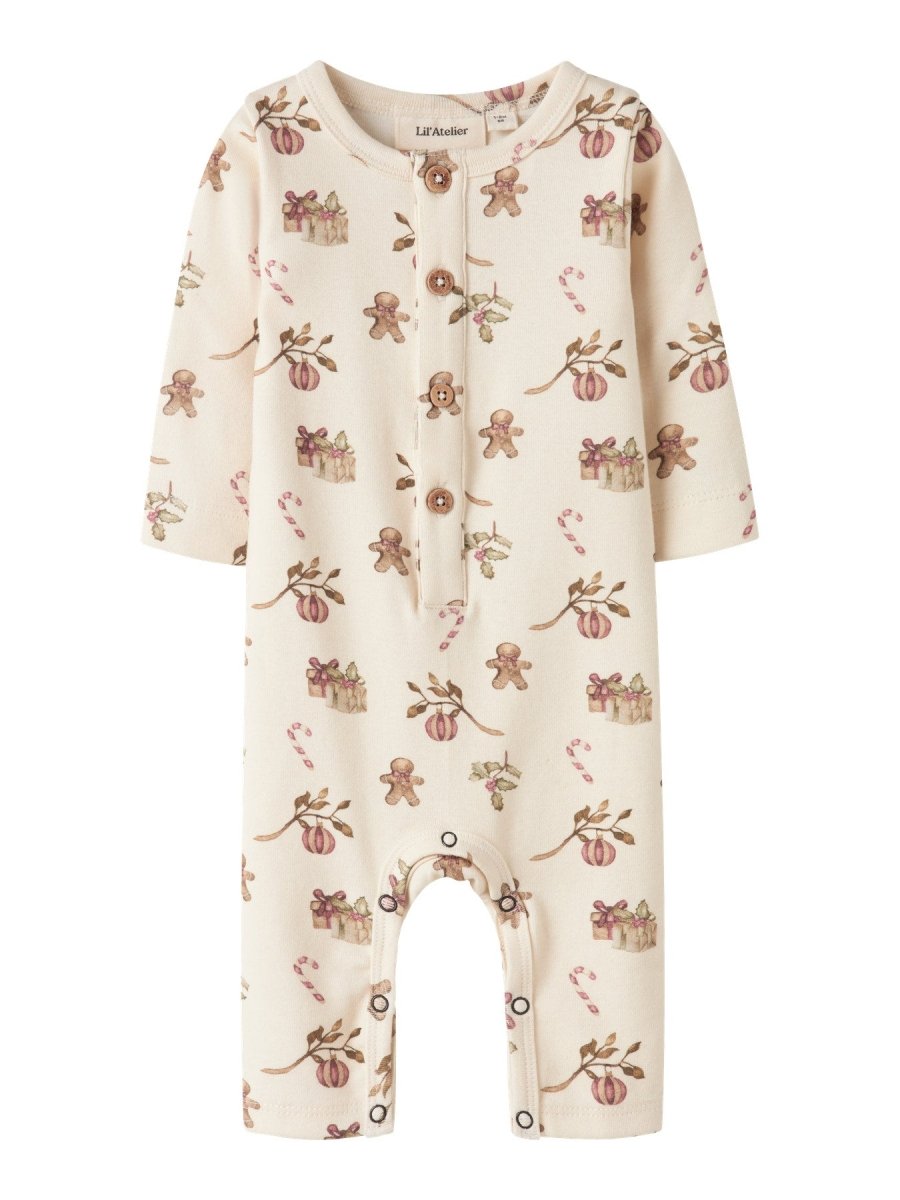 Lil' Atelier Baby LAYO GIP LS SLIM SUIT - Turtledove | CHRISTMAS | Torgunns Barneklær AS