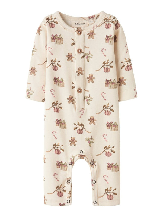 Lil' Atelier Baby LAYO GIP LS SLIM SUIT - Turtledove | CHRISTMAS | Torgunns Barneklær AS