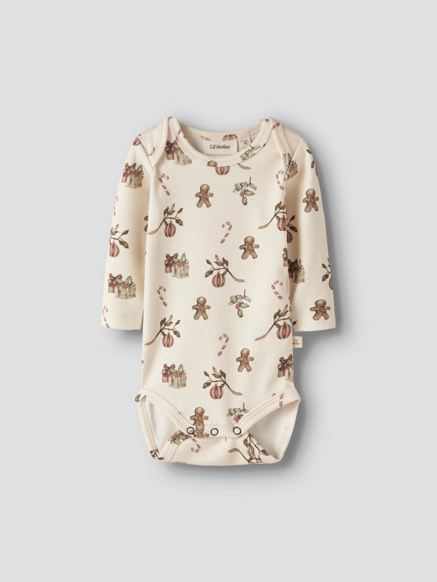 Lil' Atelier Baby LAYO GIS LS SLIM BODY - Turtledove | CHRISTMAS | Torgunns Barneklær AS