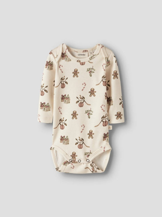 Lil' Atelier Baby LAYO GIS LS SLIM BODY - Turtledove | CHRISTMAS | Torgunns Barneklær AS