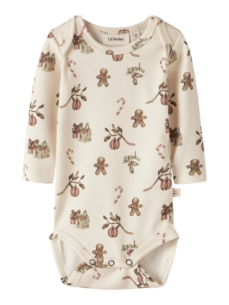 Lil' Atelier Baby LAYO GIS LS SLIM BODY - Turtledove | CHRISTMAS | Torgunns Barneklær AS