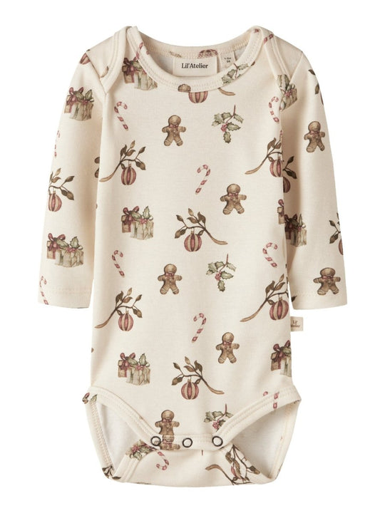 Lil' Atelier Baby LAYO GIS LS SLIM BODY - Turtledove | CHRISTMAS | Torgunns Barneklær AS