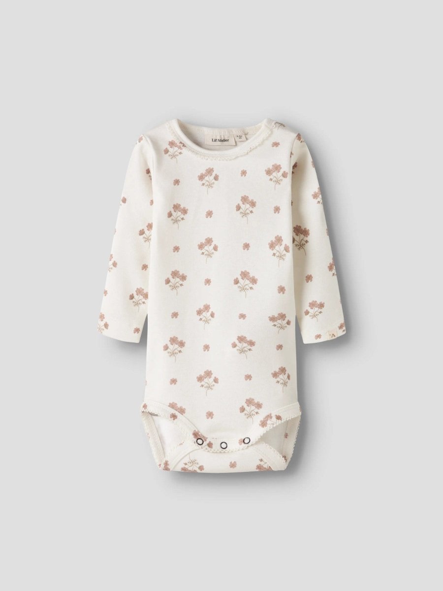 Lil' Atelier Baby LAYO SIG LS SLIM BODY - Coconut Milk | FLOWER PINK | Torgunns Barneklær AS