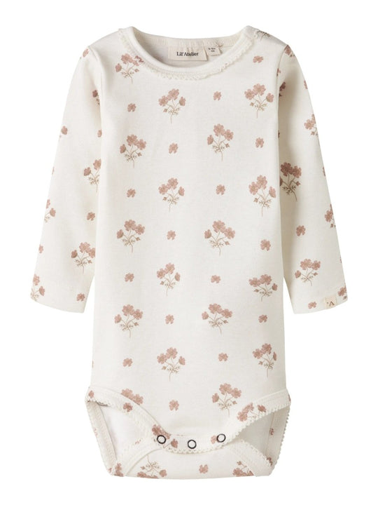 Lil' Atelier Baby LAYO SIG LS SLIM BODY - Coconut Milk | FLOWER PINK | Torgunns Barneklær AS
