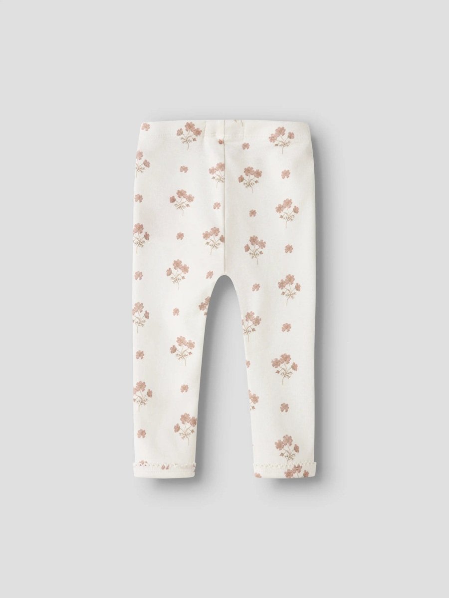 Lil' Atelier Baby LAYO SIN SLIM LEGGINGS - Coconut Milk | FLOWER PINK | Torgunns Barneklær AS