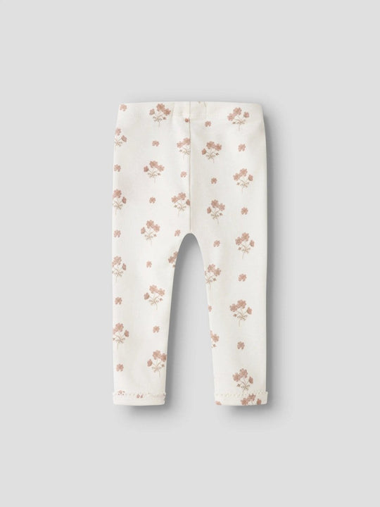 Lil' Atelier Baby LAYO SIN SLIM LEGGINGS - Coconut Milk | FLOWER PINK | Torgunns Barneklær AS
