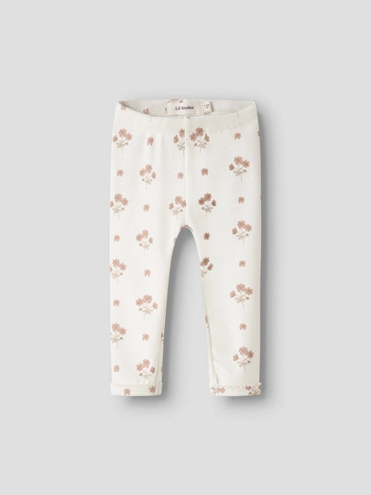 Lil' Atelier Baby LAYO SIN SLIM LEGGINGS - Coconut Milk | FLOWER PINK | Torgunns Barneklær AS
