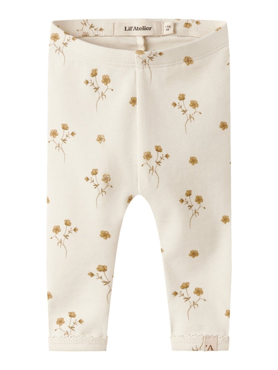 Lil' Atelier Baby LAYO SIN SLIM LEGGINGS - Coconut Milk | FLOWER YELLOW | Torgunns Barneklær AS