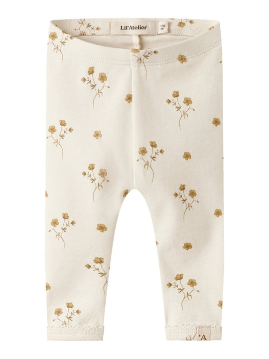 Lil' Atelier Baby LAYO SIN SLIM LEGGINGS - Coconut Milk | FLOWER YELLOW | Torgunns Barneklær AS