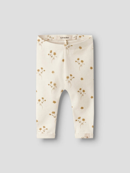 Lil' Atelier Baby LAYO SIN SLIM LEGGINGS - Coconut Milk | FLOWER YELLOW | Torgunns Barneklær AS