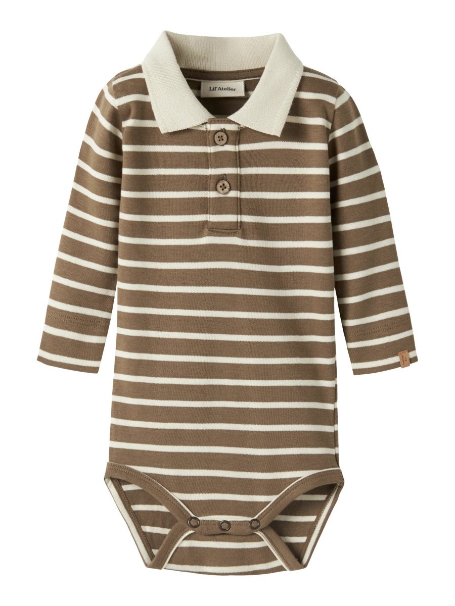 Lil' Atelier Baby LIMIA LS POLO BODY - Kangaroo | Turtledove | Torgunns Barneklær AS
