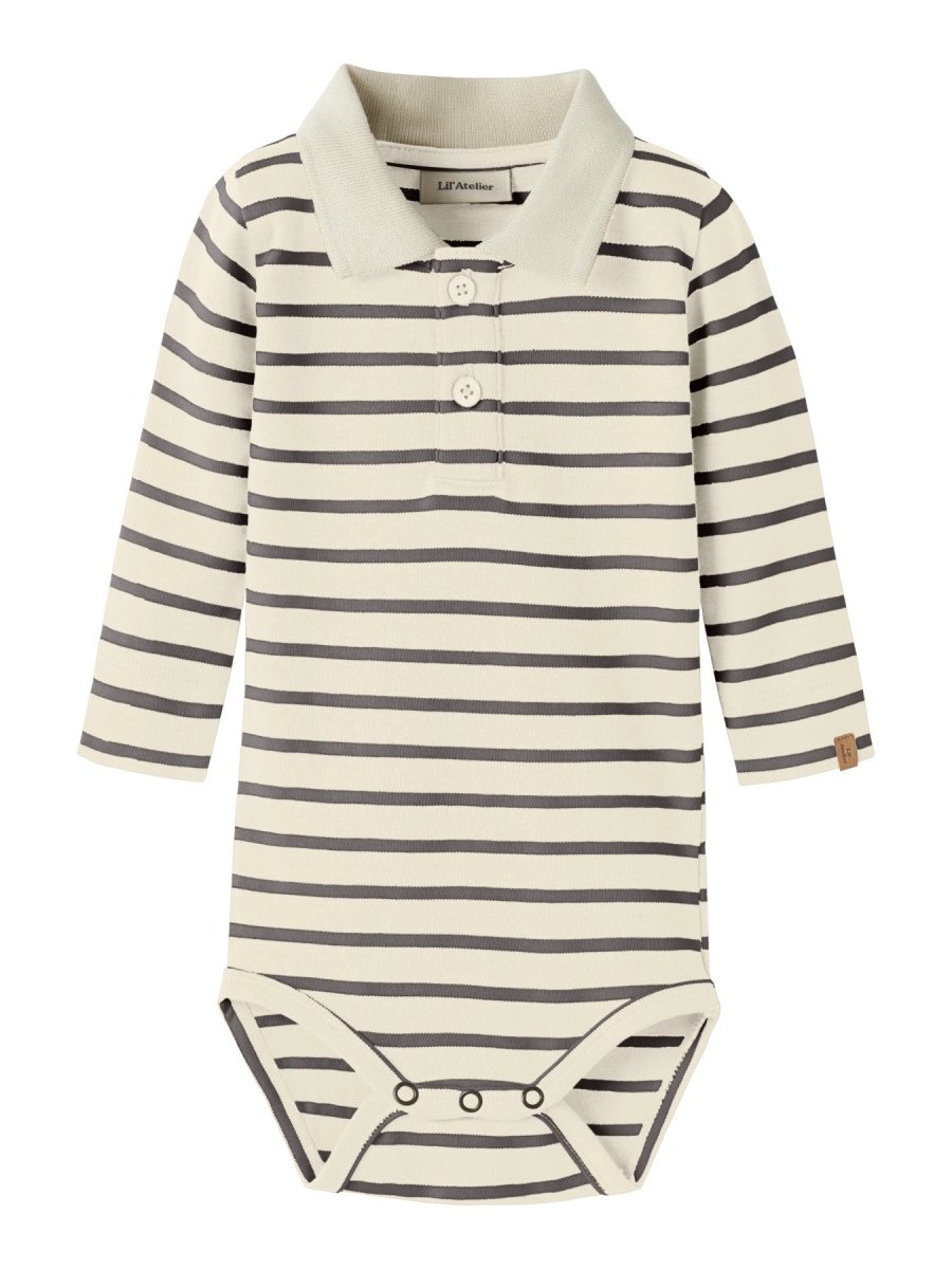 Lil' Atelier Baby LIMIA LS POLO BODY - Turtledove | Poppy Seed | Torgunns Barneklær AS