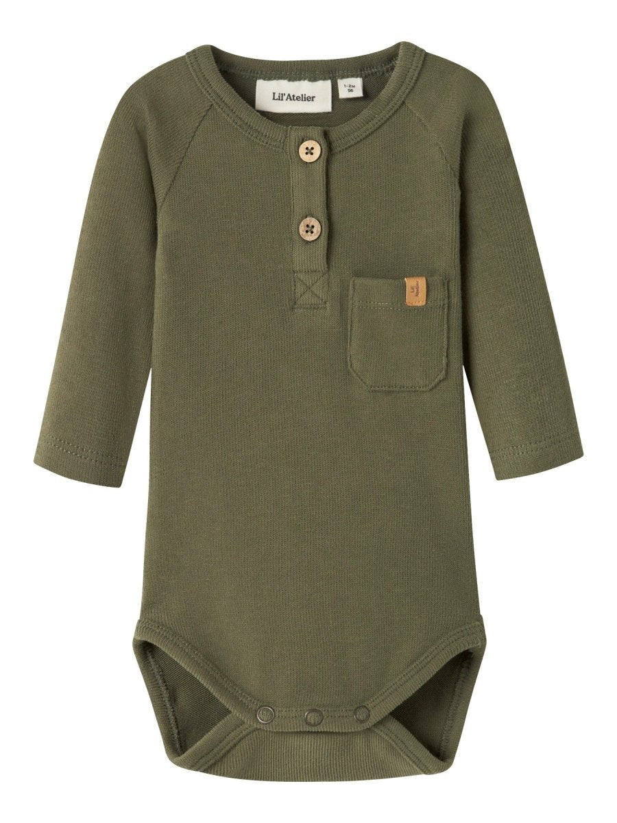 Lil' Atelier Baby LUNO LS SLIM BODY - Winter Moss | Torgunns Barneklær AS