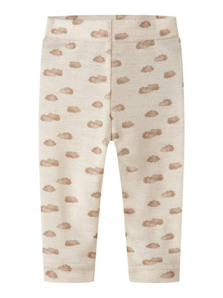 Lil Atelier Baby NALU SLIM Ull leggings - Turtledove | Cloud | Torgunns Barneklær AS