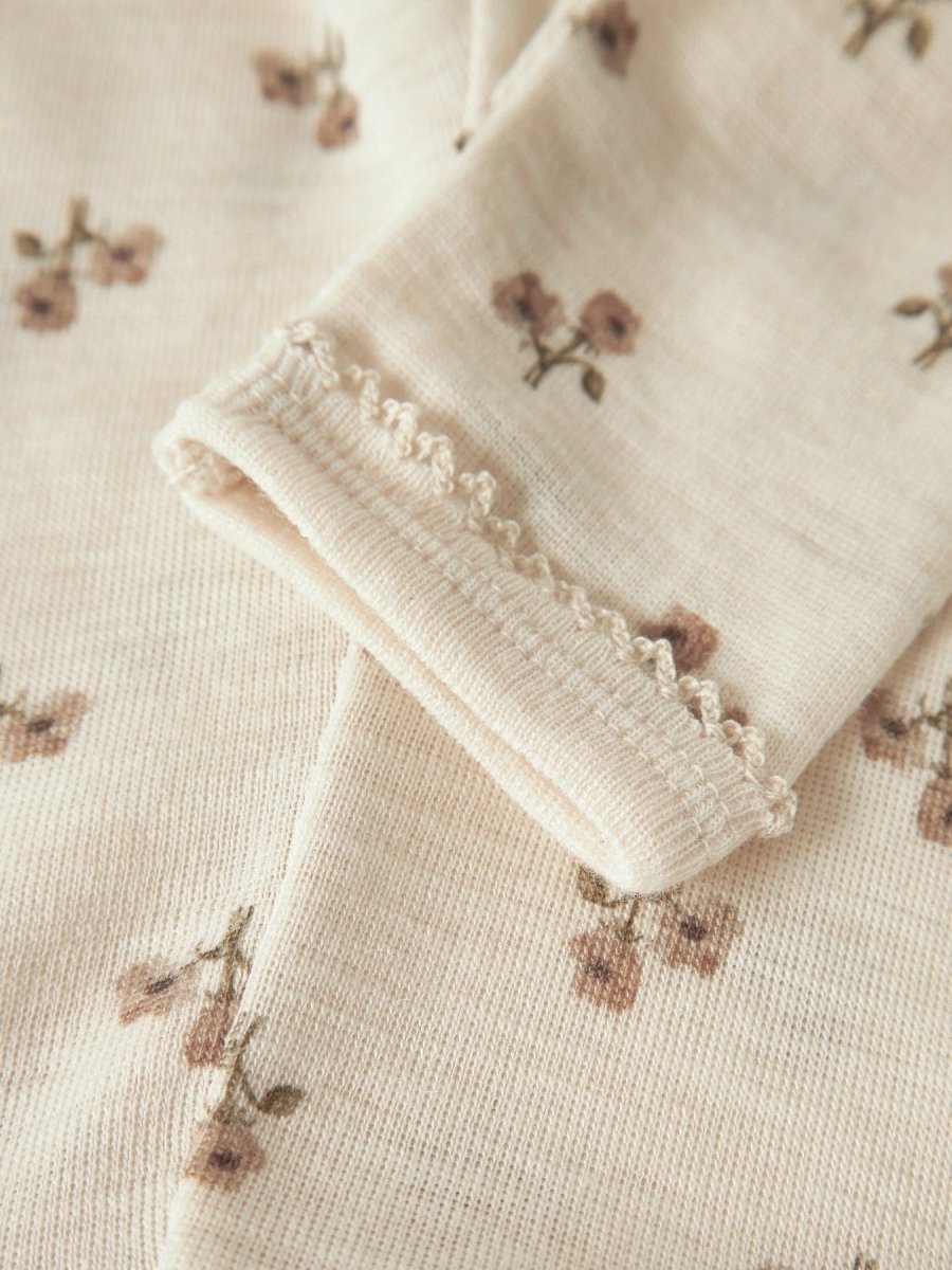 Lil Atelier Baby NALU SLIM Ull leggings - Turtledove | Flower | Torgunns Barneklær AS