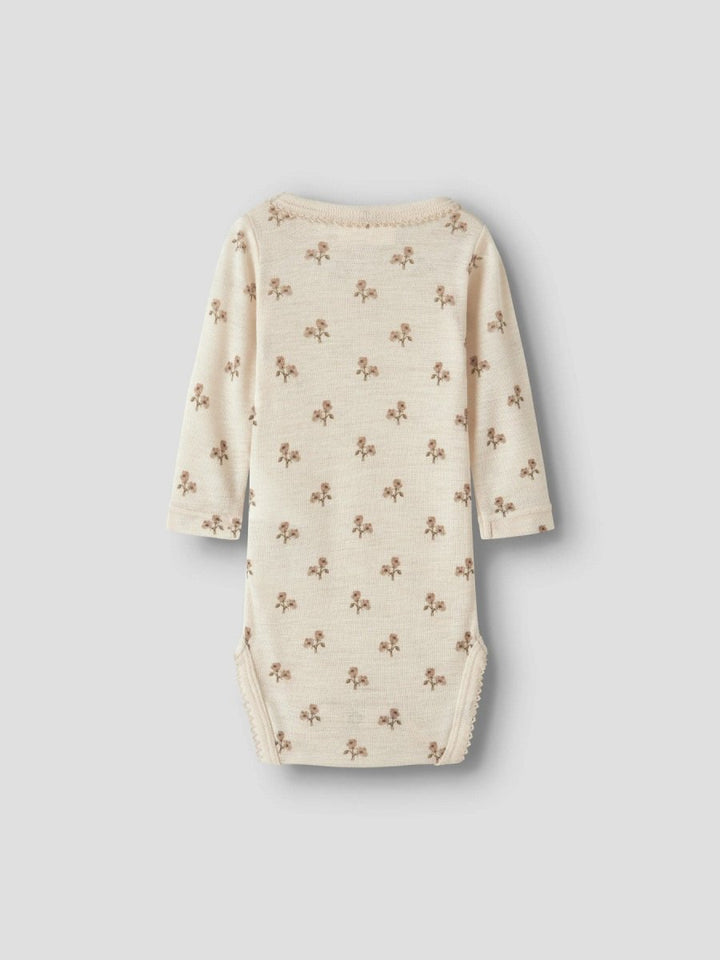 Lil Atelier Baby NALU SLIM Ullbody - Turtledove | Flower | Torgunns Barneklær AS