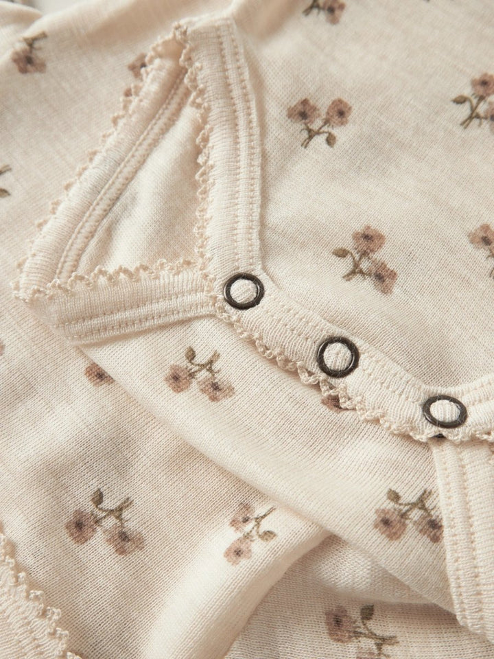 Lil Atelier Baby NALU SLIM Ullbody - Turtledove | Flower | Torgunns Barneklær AS