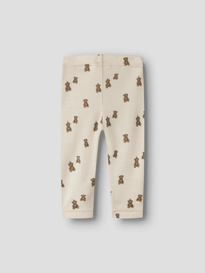 Lil Atelier Baby NILO NUN SLIM Ull Leggings - Turtledove | Teddybear | Torgunns Barneklær AS