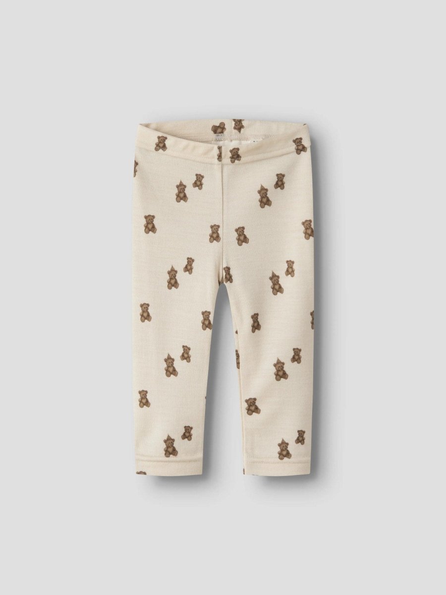 Lil Atelier Baby NILO NUN SLIM Ull Leggings - Turtledove | Teddybear | Torgunns Barneklær AS