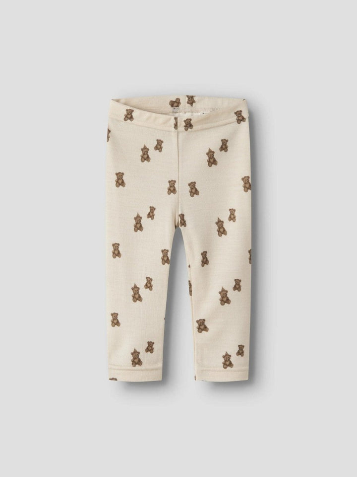 Lil Atelier Baby NILO NUN SLIM Ull Leggings - Turtledove | Teddybear | Torgunns Barneklær AS