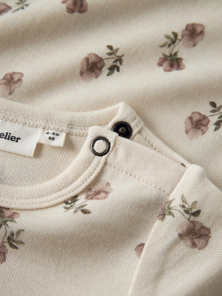 Lil Atelier Baby NILO NUN SLIM Ullbody - Turtledove | Flower | Torgunns Barneklær AS