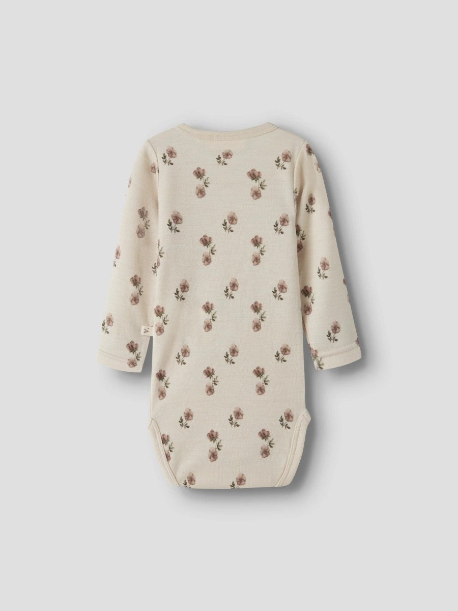 Lil Atelier Baby NILO NUN SLIM Ullbody - Turtledove | Flower | Torgunns Barneklær AS