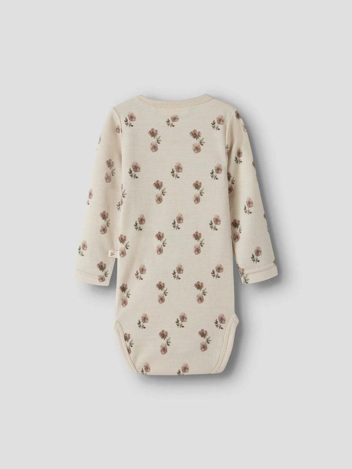 Lil Atelier Baby NILO NUN SLIM Ullbody - Turtledove | Flower | Torgunns Barneklær AS