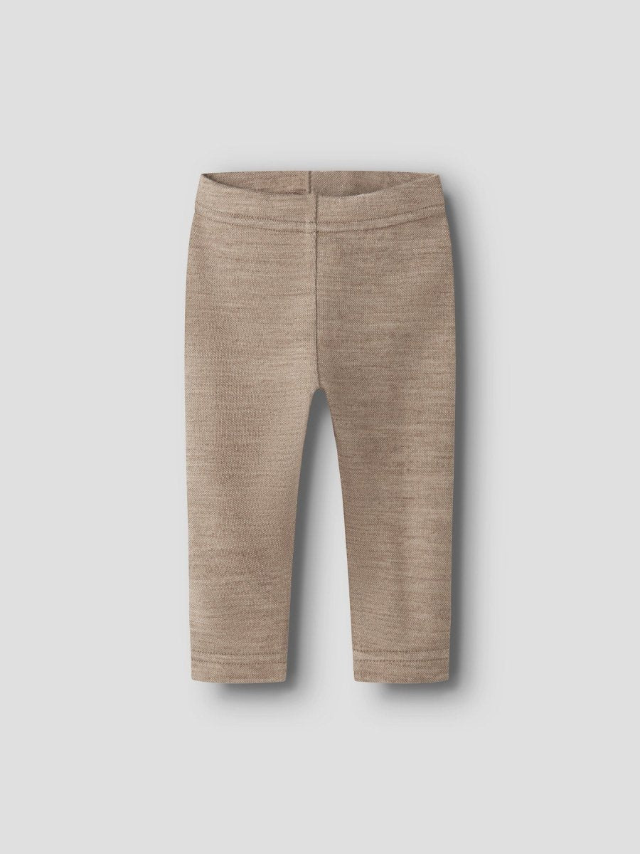Lil Atelier Baby NILO SLIM Ull Legging - Sepia Tint | Melange | Torgunns Barneklær AS
