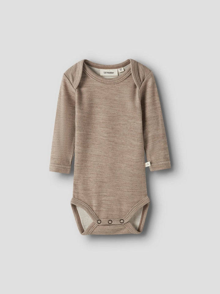 Lil Atelier Baby NILO SLIM Ullbody - Sepia Tint | Melange | Torgunns Barneklær AS