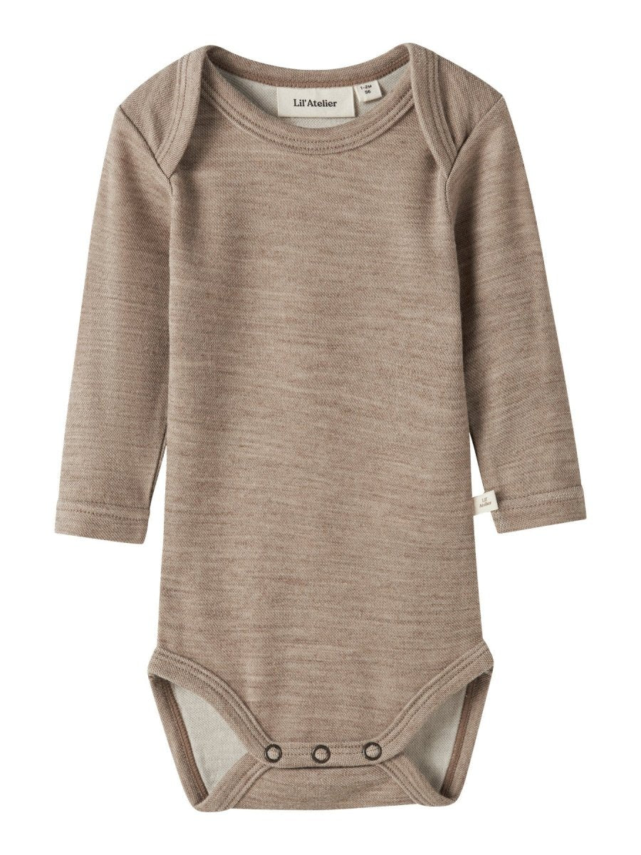 Lil Atelier Baby NILO SLIM Ullbody - Sepia Tint | Melange | Torgunns Barneklær AS