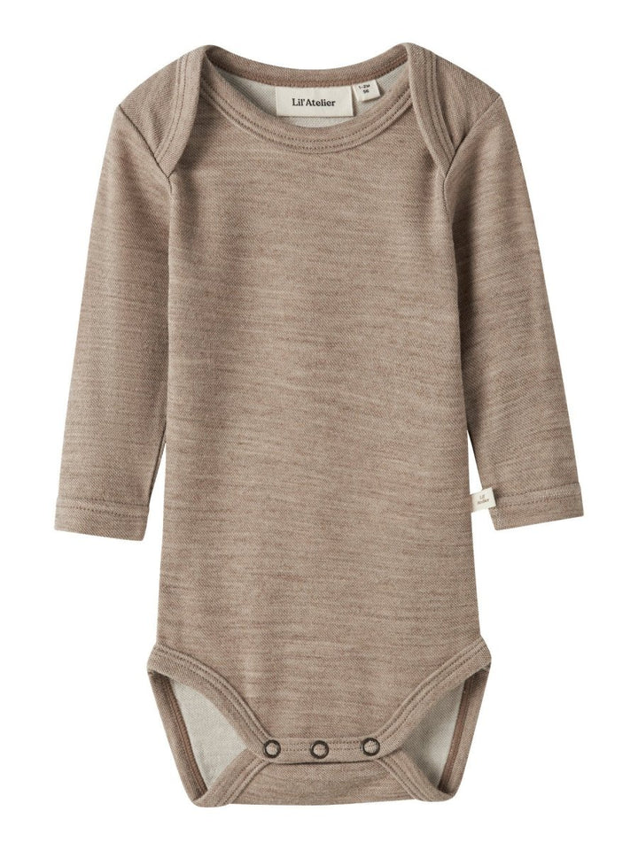 Lil Atelier Baby NILO SLIM Ullbody - Sepia Tint | Melange | Torgunns Barneklær AS