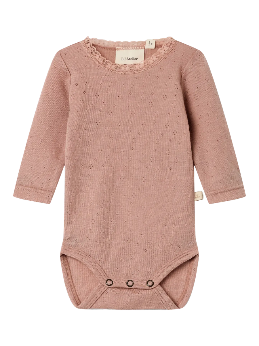 Lil' Atelier Baby NOEL NAB LS SLIM WOOL BODY - Roebuck | Torgunns Barneklær AS