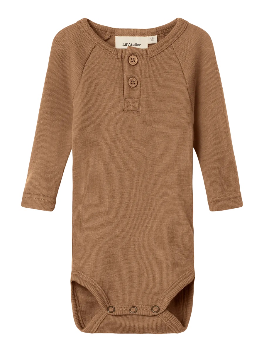 Lil' Atelier Baby NOEL NEB LS SLIM WOOL BODY - Tigers Eye | Torgunns Barneklær AS