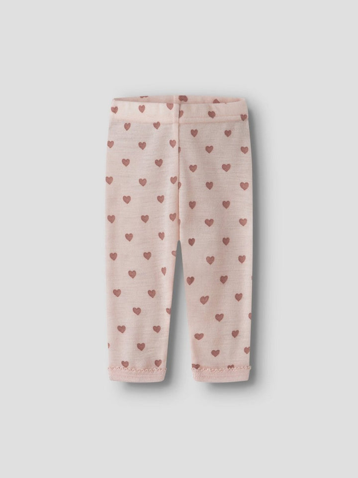 Lil Atelier Baby NOEL NIA Ull Legggings - Morganite | Heart | Torgunns Barneklær AS