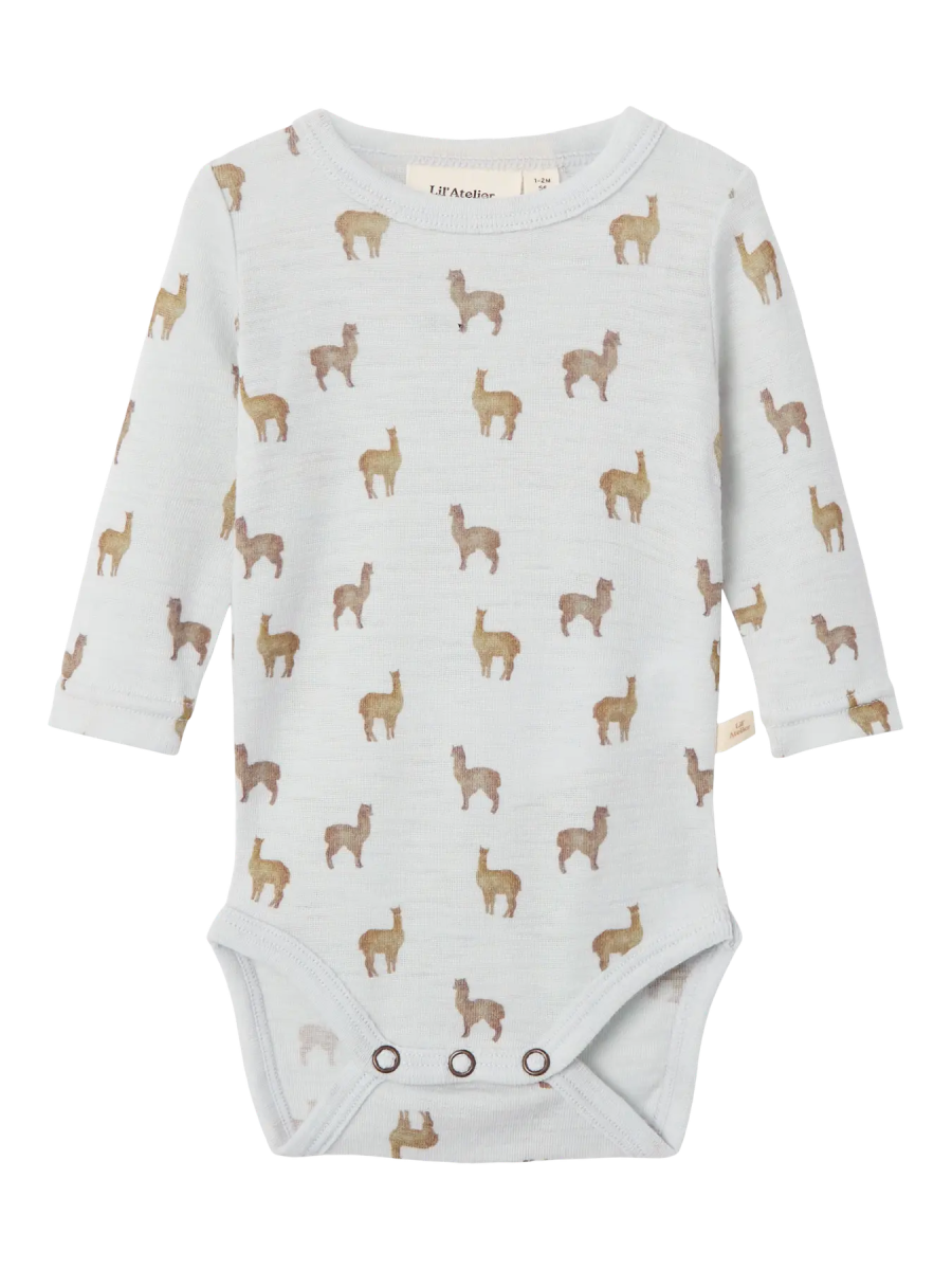 Lil' Atelier Baby NOEL NOR WOOL LS SLIM BODY - Gray Dawn | LAMA | Torgunns Barneklær AS