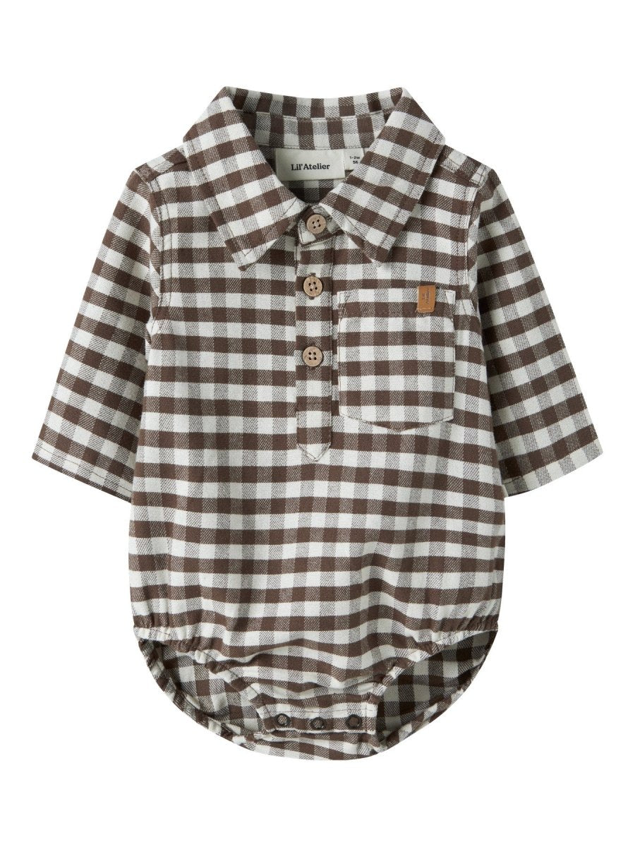 Lil' Atelier Baby NOKI LS Skjortebody - Teak | Torgunns Barneklær AS