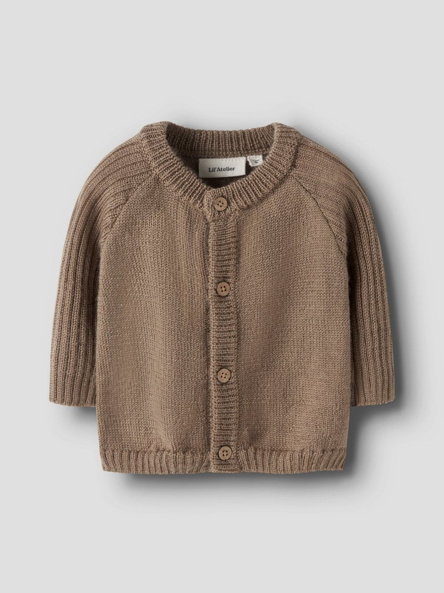 Lil Atelier Baby NOMO Noa Ull Cardigan - Sepia Tint | Torgunns Barneklær AS