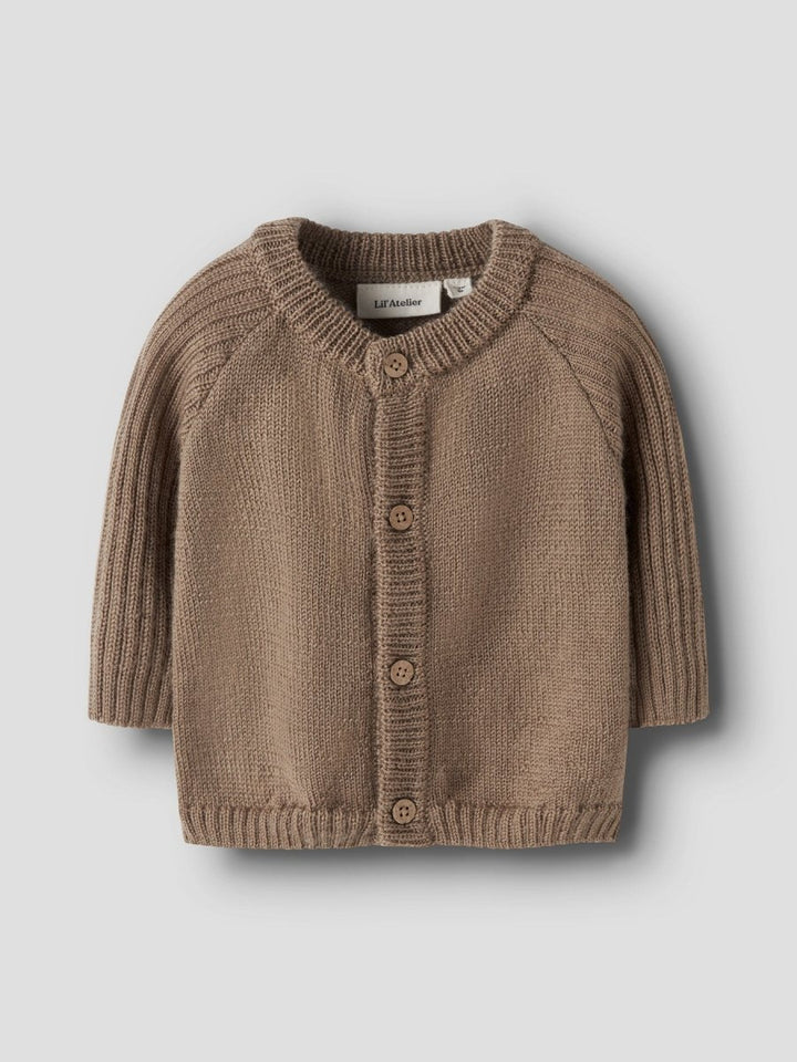 Lil Atelier Baby NOMO Noa Ull Cardigan - Sepia Tint | Torgunns Barneklær AS
