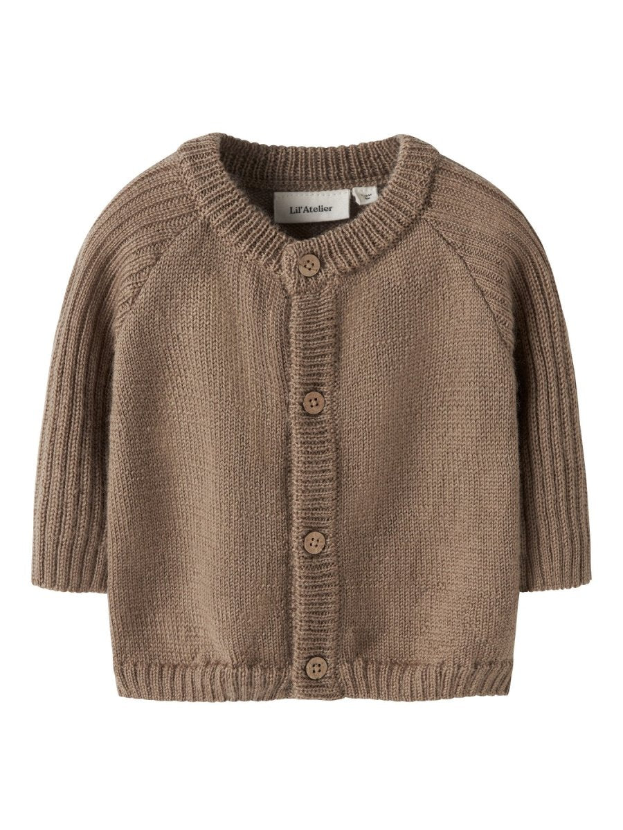 Lil Atelier Baby NOMO Noa Ull Cardigan - Sepia Tint | Torgunns Barneklær AS