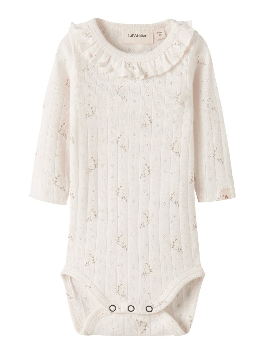 Lil' Atelier Baby RACHELLO RIA LS SLIM BODY - Coconut Milk | FLOWER | Torgunns Barneklær AS