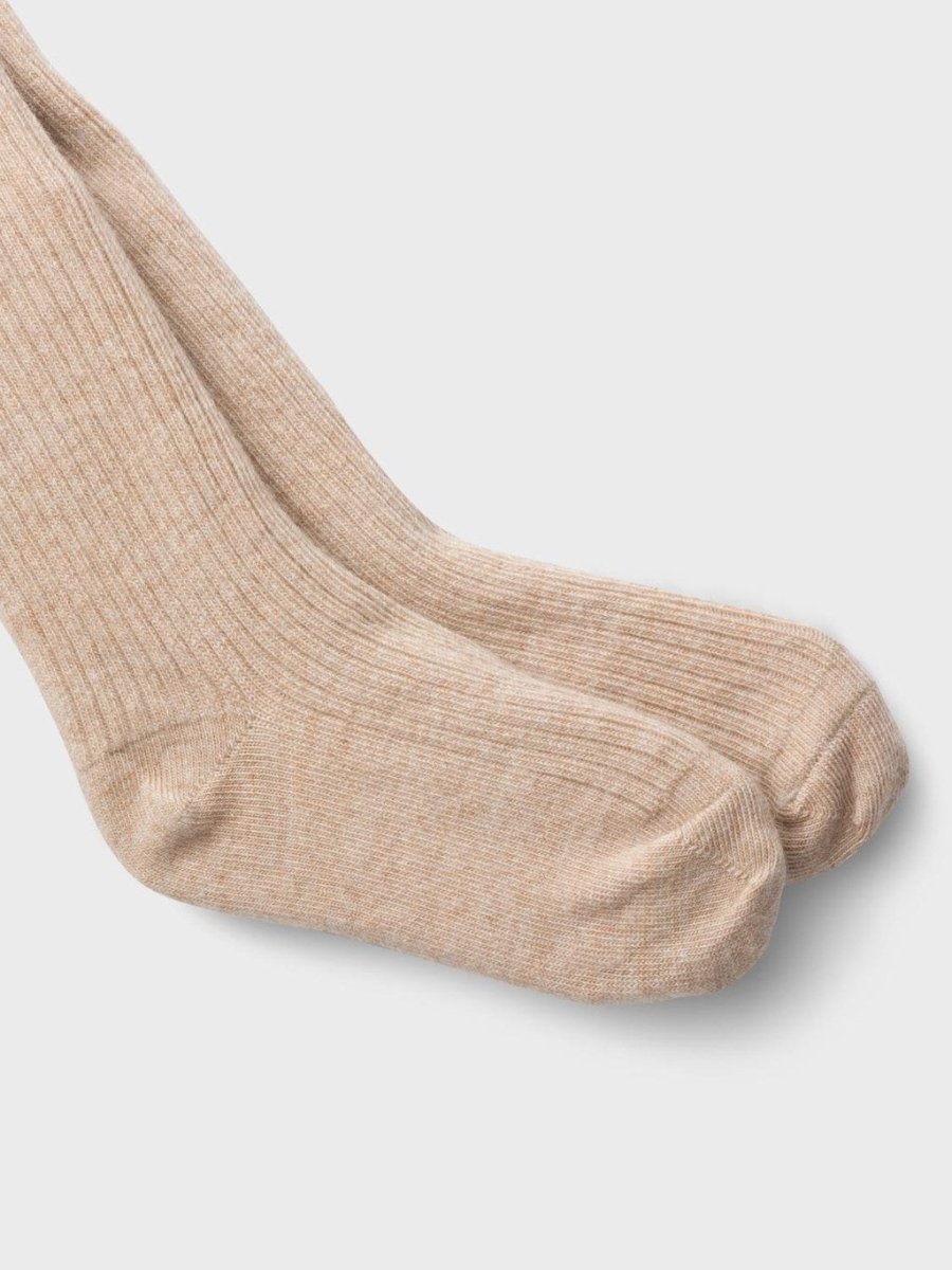 Lil' Atelier Baby RAKEL WOOL PANTYHOSE - Peyote Melange | Torgunns Barneklær AS